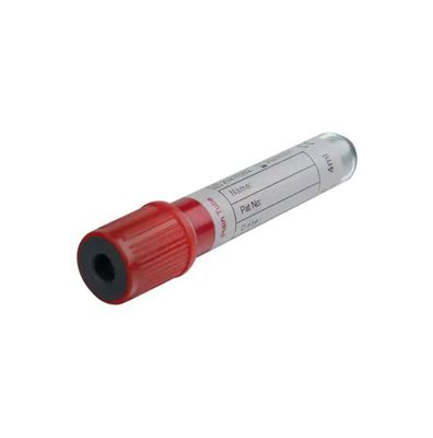 Red single-use vacuum blood collection tube, generally without additives or with a small amount of anticoagulant added, used for blood sample storage to reduce hemolysis