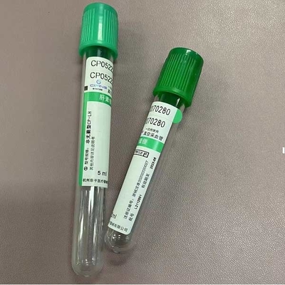 Klinik Biyokimya İçin Tek Kullanımlık Yeşil Heparin Tüplü Plazma Örnekleri