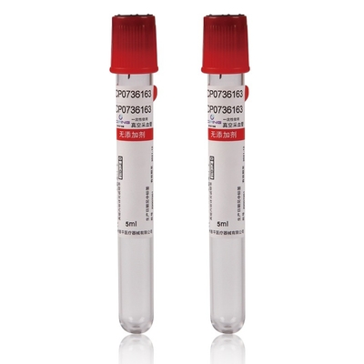 Serum Kimya Testleri için Kırmızı Üst PET Vakum Kan Toplama Tüpü OEM Sterilizasyon