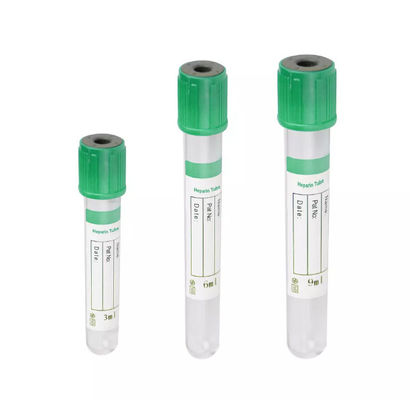 Green anticoagulant tube containing heparin sodium or lithium heparin